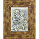 Bajorrelieve de plata y oro con Virgen y niño, marco de madera s1