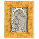 Matka Boska z Dzieciątkiem płaskorzeźba srebro 925 złoto na drewnie s1
