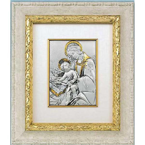 Bas-relief, gold silver, Our Lady and baby with book 1