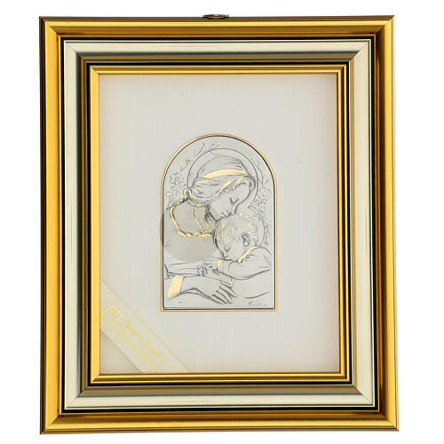 Bas-relief, gold sterling silver, Mary and baby 1