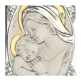 Bas-relief, gold and silver, Our Lady kissing baby Jesus