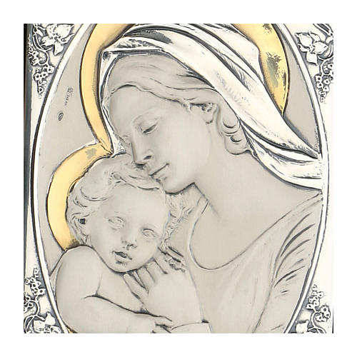 Bas-relief, gold and silver, Our Lady kissing baby Jesus 2