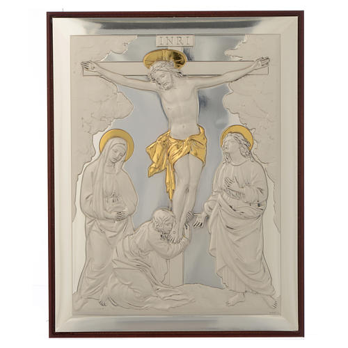 Baixo-relevo Crucificação prata ouro 1