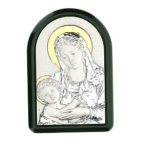 Bas-relief Vierge et enfant Jésus avec auréole argent or