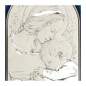 Bas-relief, Virgin Mary and baby Jesus sleeping, velvet frame