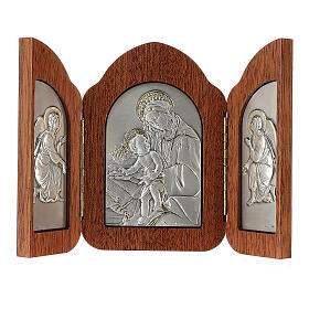 Bas-relief triptyque Vierge enfant et anges argent or
