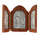 Bas-relief, triptych Virgin Mary, baby Jesus, angels, silver gol s1