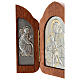 Bas-relief, triptych Virgin Mary, baby Jesus, angels, silver gol s3