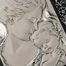 Silber Basrelief, Madonna und Christkind mit Blumen