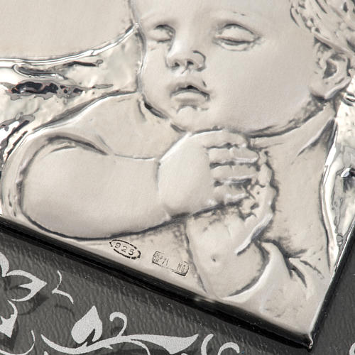 Bas-relief in silver, flowers, Mary and baby Jesus 4