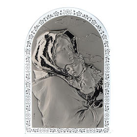 Bas-relief argent Vierge du Ferruzzi cadre en verre
