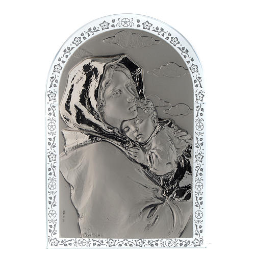 Bas-relief argent Vierge du Ferruzzi cadre en verre 1
