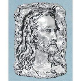Bas-relief in silver metal, face of Christ