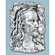 Bas-relief in silver metal, face of Christ s1