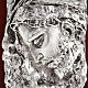 Basrelieffigur Gesicht Christi, silberweisses Metall s2