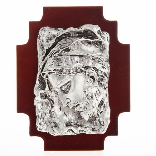 Bas-relief, face of Christ in silver metal 1