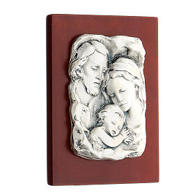 Silver bas-relief Holy Family on wood