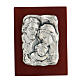 Silver bas-relief Holy Family on wood s1
