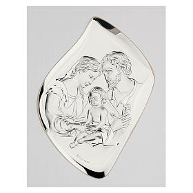Bas-relief Sainte Famille argenté cadre doré