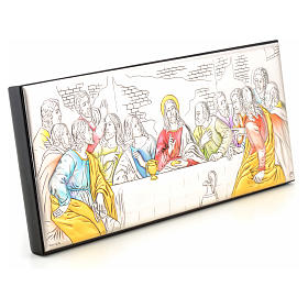 Bas-relief Last Supper, silver and colours
