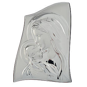 Obraz Madonna z Dzieciątkiem płytka srebra faliste brzegi 20x28 cm