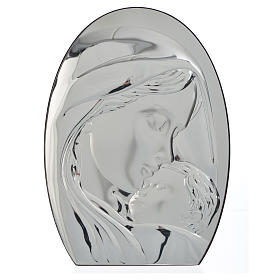Relief Gottesmutter mit Kind Silber 20x28cm