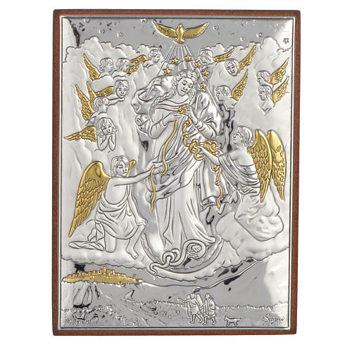 Relief Gottesmutter der Knoten Silber 8x11cm 1
