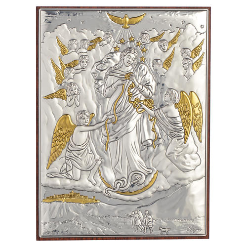 Obraz Maryja rozwiązująca supełki srebro pozłacane 13x18 1