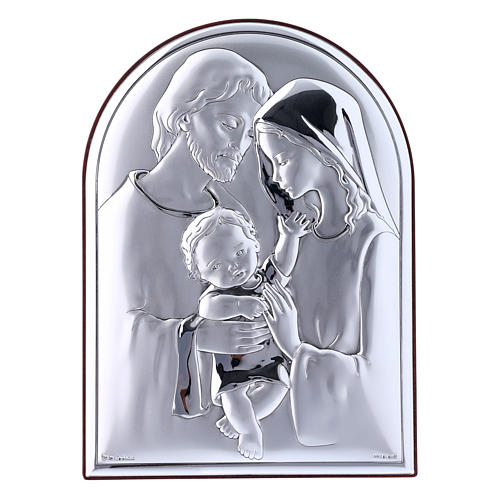 Holy Family painting in laminboard with refined wooden back 18X13 cm 1
