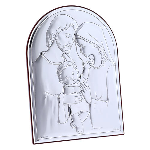 Holy Family painting in laminboard with refined wooden back 18X13 cm 2