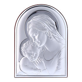 Our Lady with Baby Jesus painting in laminboard with refined wooden back 18X13 cm