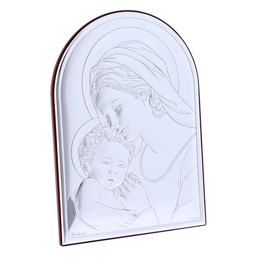 Our Lady with Baby Jesus painting in laminboard with refined wooden back 18X13 cm 2
