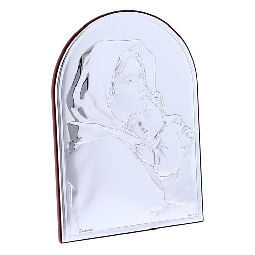Our Lady and Baby Jesus hug painting in laminboard with refined wooden back 18X13 cm 2