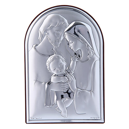 Bild der Heiligen Familie aus Bilaminat mit Rűckseite aus edlem Holz, 12 x 8 cm 1