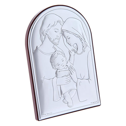 Holy Family painting in laminboard with refined wooden back 12X8 cm 2