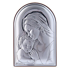 Bild aus Bilaminat von Maria mit Jesus mit Rűckseite aus edlem Holz, 12 x 8 cm