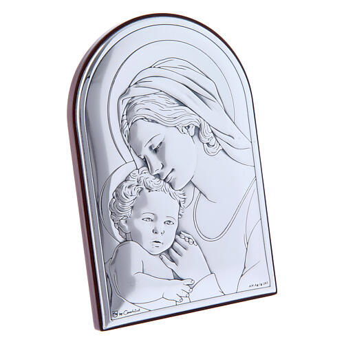 Bild aus Bilaminat von Maria mit Jesus mit Rűckseite aus edlem Holz, 12 x 8 cm 2