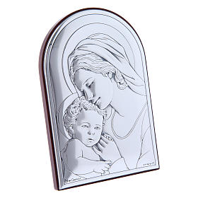 Virgin Mary with Jesus painting in laminboard with refined wooden back 12X8 cm