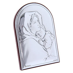 Our Lady and Baby Jesus hug painting in laminboard with refined wooden back 12x8 cm