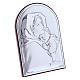 Our Lady and Baby Jesus hug painting in laminboard with refined wooden back 12x8 cm s2