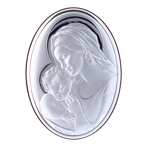 Bild aus Bilaminat mit Rűckseite aus edlem Holz mit Madonna und Kind, 18 x 13 cm 1