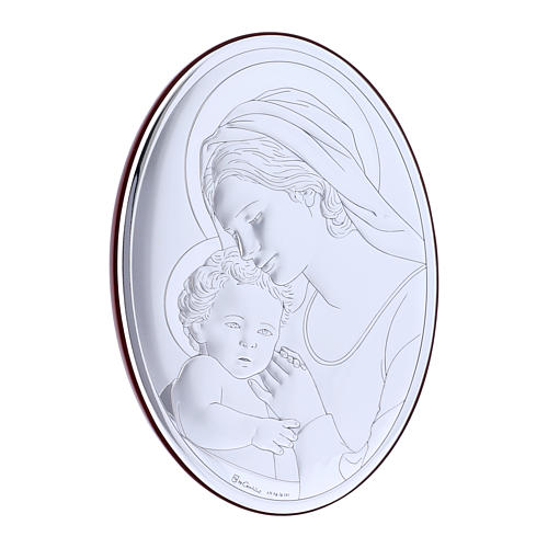 Cuadro de bilaminado con parte posterior de madera preciosa Virgen con Niño 18x13 cm 2