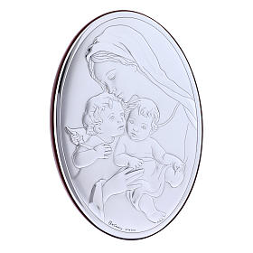 Cadre ovale Vierge Jésus et Ange en bi-laminé avec arrière en bois massif 18x13 cm