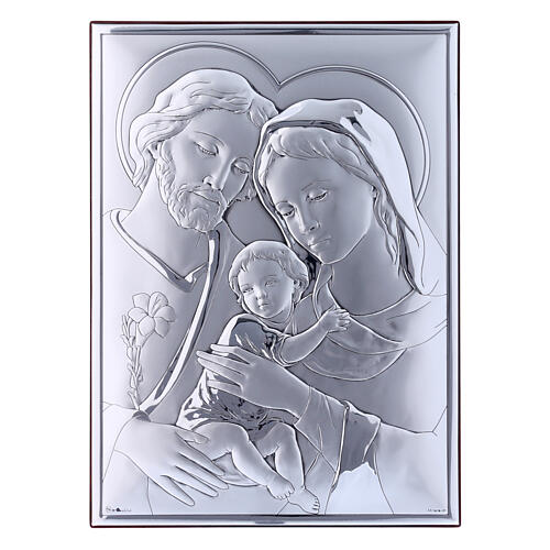 Bild aus Bilaminat mit Rűckseite aus edlem Holz mit Heiliger Familie, 26 x 19 cm 1