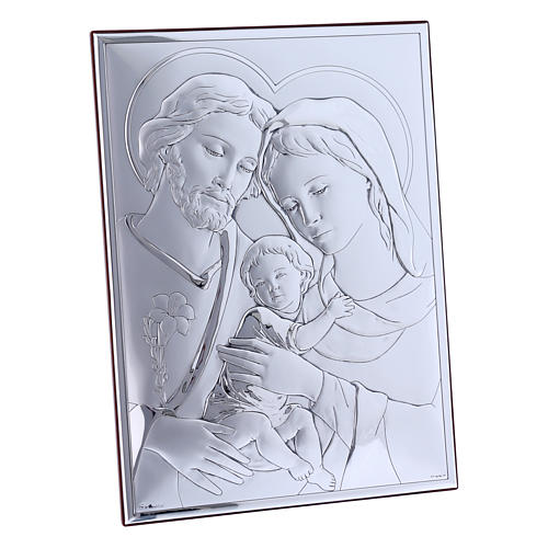Holy Family painting in laminboard with refined wooden back 26X19 cm 2