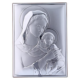 Cadre en bi-laminé avec arrière en bois massif Vierge et Enfant Jésus 26x19 cm