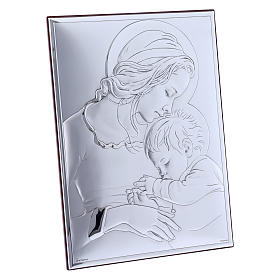 Our Lady with Jesus painting in laminboard with refined wooden back 19X26 cm