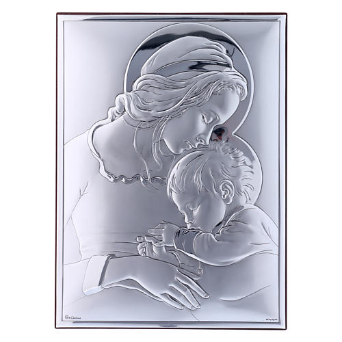 Quadro Maria com Menino adormecido em bilaminado com reverso em madeira maciça 26x19 cm 1