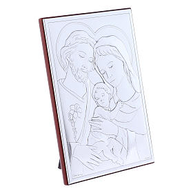 Holy Family painting in laminboard with refined wooden back 18X13 cm