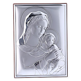 Bild aus Bilaminat von Madonna mit Jesuskind mit Rűckseite aus edlem Holz, 18 x 13 cm